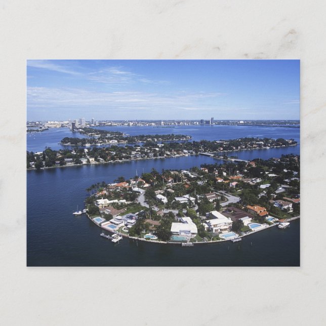 Carte Postale Maisons de l'île privée Biscayne Bay, Étoile (Devant)
