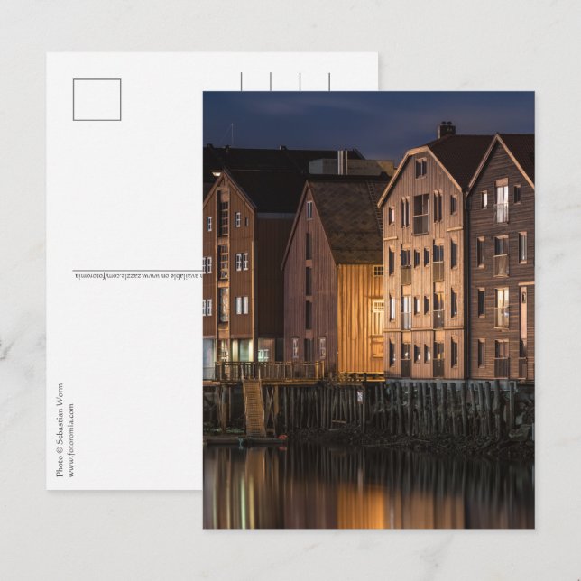 Carte Postale Maisons de Trondheim (Devant / Derrière)