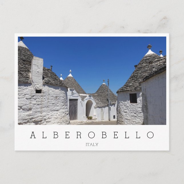 Carte Postale Maisons de Trulli, Alberobello, Pouilles blanches (Devant)