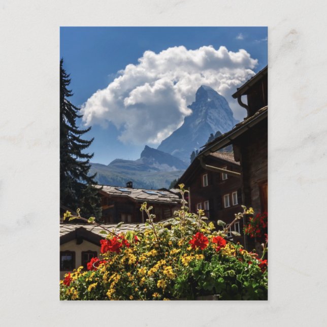 Carte Postale Maisons de village Matterhorn et Zermatt, Suisse (Devant)