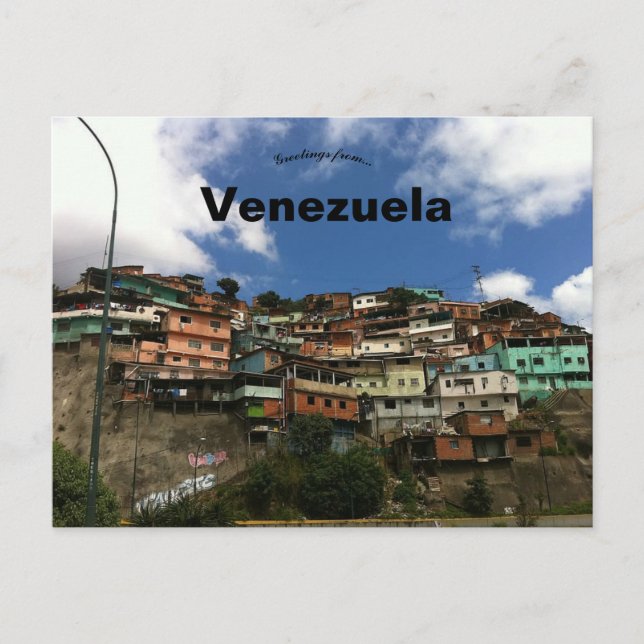 Carte Postale Maisons sur une colline à Caracas Venezuela (Devant)
