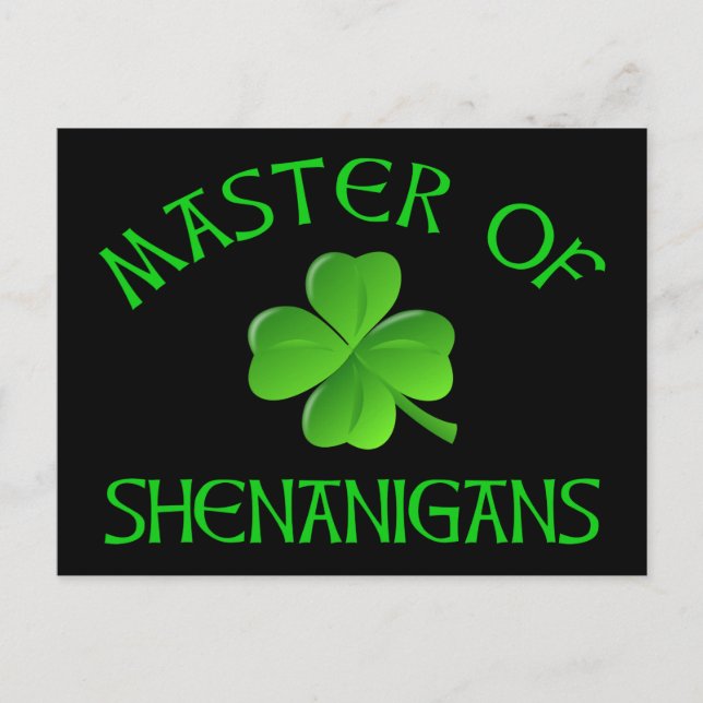 Carte Postale Maître des Shenanigans Funny St. Patrick's Day (Devant)