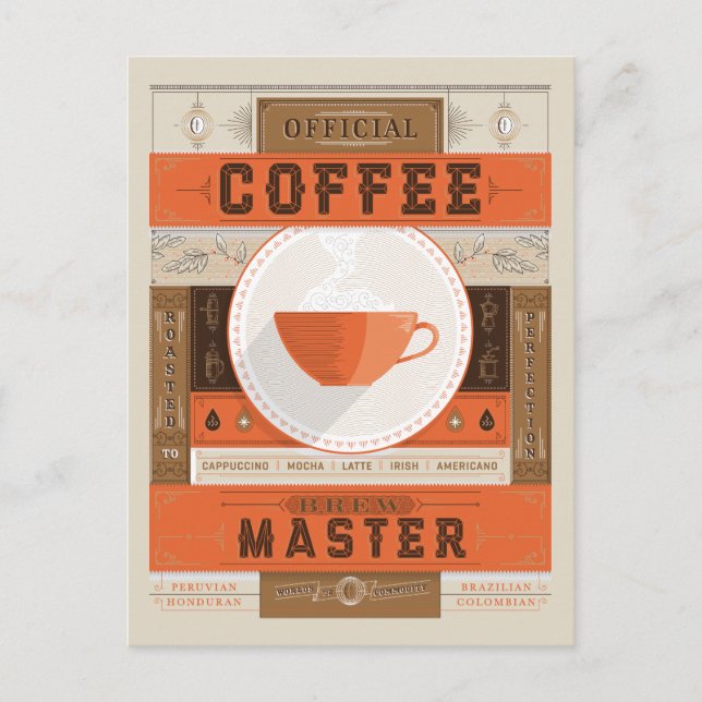 Carte Postale Maître officiel de la brasserie à café (Devant)