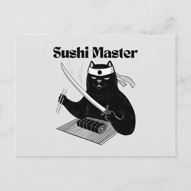 Carte Postale maître sushi, chat sushi (Devant)