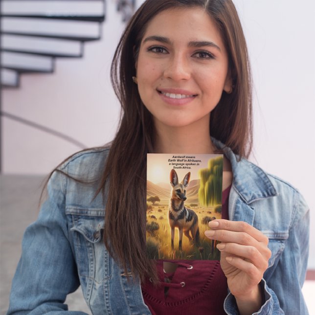 Carte Postale Majestic Aardwolf Hyena dans les champs d'or (Créateur téléchargé)