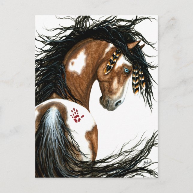 Carte Postale Majestic Pinto Paint Horse by Bihrle Post Card (Devant)
