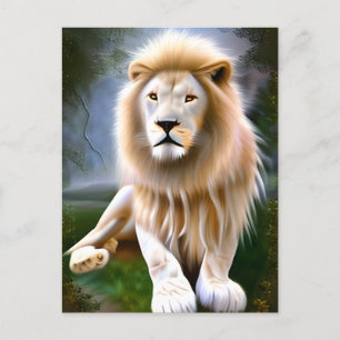 Carte Postale Majestic White Lion Ethereal Art