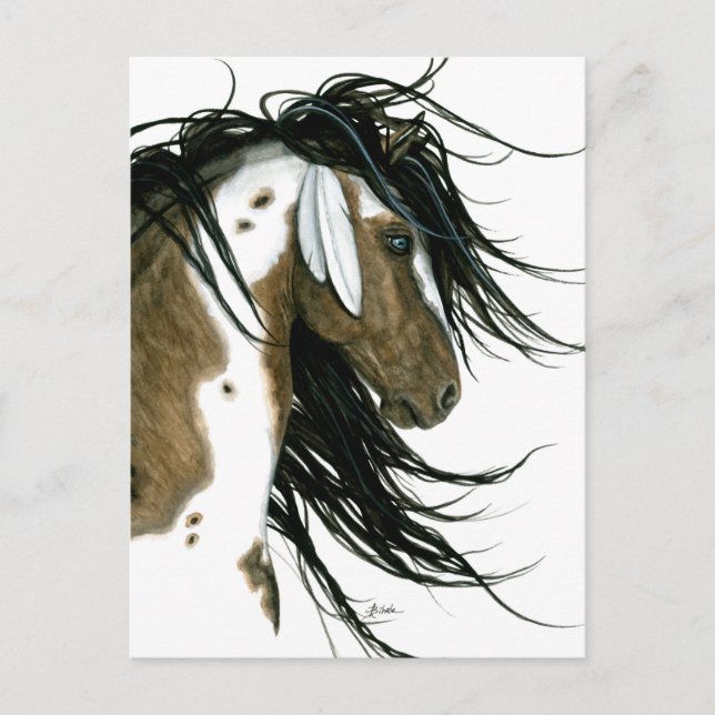 Carte postale majestueuse Pinto Cheval de Bihrle (Devant)