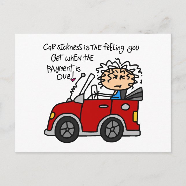 Carte Postale Maladie de voiture humoristique (Devant)