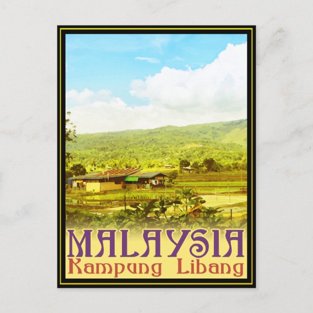 Carte Postale Malaisie - Kampung Libang (Village de Libang) (Devant)