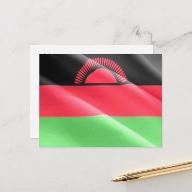 Carte Postale Malawi - Drapeau en mouvement - (Devant/Arrière en situation)