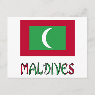 Carte Postale Maldives et drapeau maldivien