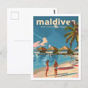Carte Postale Maldives Vintage lieu de voyage célèbre