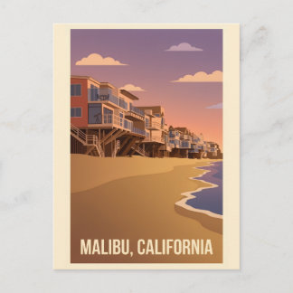 Carte Postale Malibu California Vintage Travel Poster