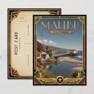 Carte Postale Malibu Californie Art Déco Vintage Âge d'Or