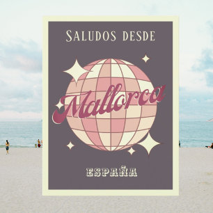Carte Postale Mallorca Majorque Espagne España rétro violet Cart