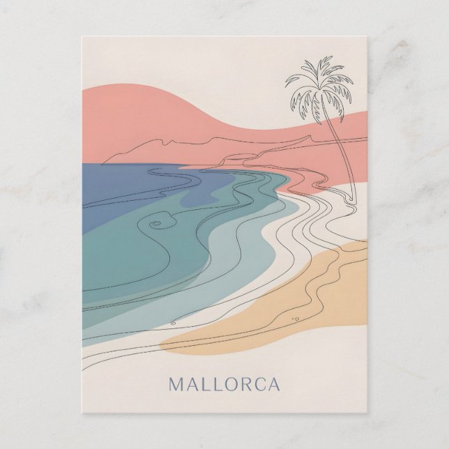 Carte Postale Mallorca vintage minimaliste (Devant)