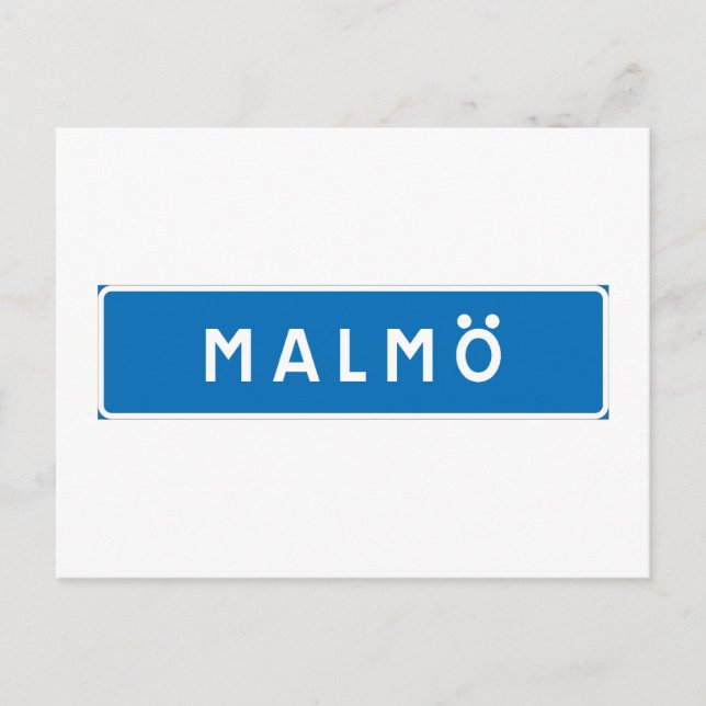 Carte Postale Malmö, panneau routier suédois (Devant)
