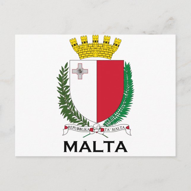 Carte Postale MALTE - emblème/manteau des bras/symbole/drapeau (Devant)