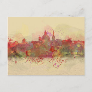 Carte Postale Malte Valletta Rouge Côte Aquarelle