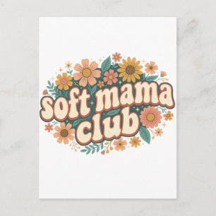 Carte Postale Mama Club Rétro Floral Fête des Mères