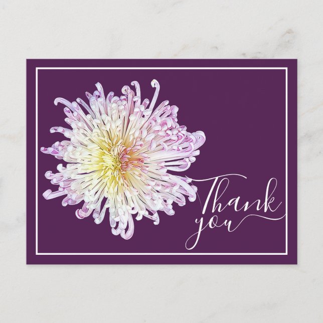 Carte Postale Maman araignée rose sur fond violet Merci (Devant)