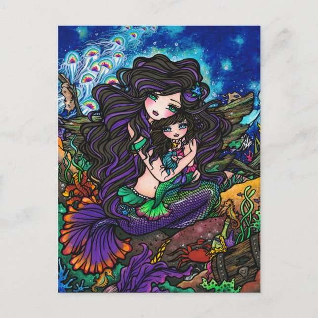 Carte postale Maman & Baby Mermaid Imaginaire Mari (Devant)
