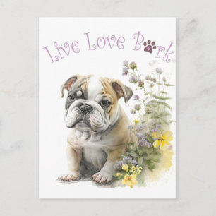 Carte Postale Maman Bulldog Fleurie