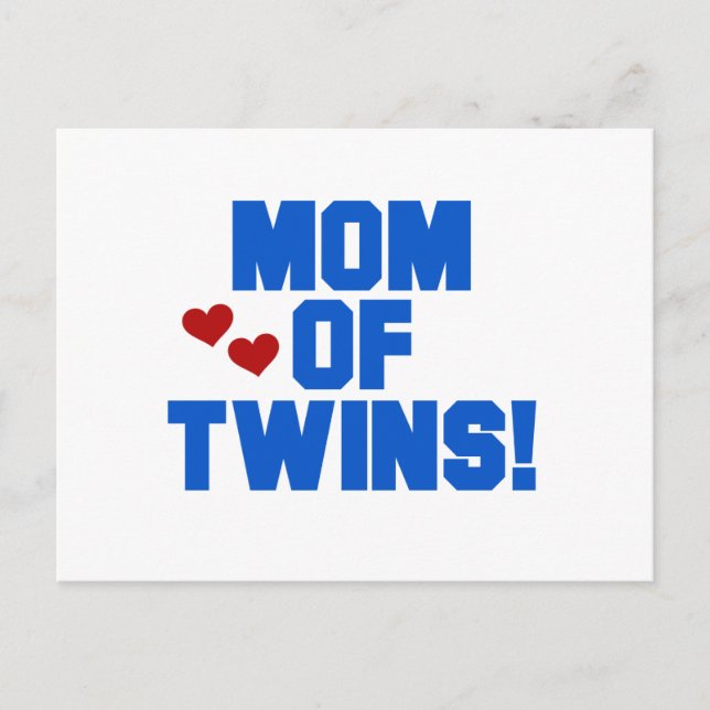 Carte Postale Maman de maillots et cadeaux Twins-Blue Text (Devant)