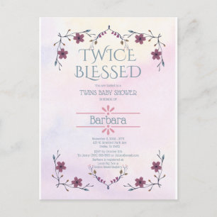 Carte Postale Maman de Twins Genre Reveillez Invitation : Boho A