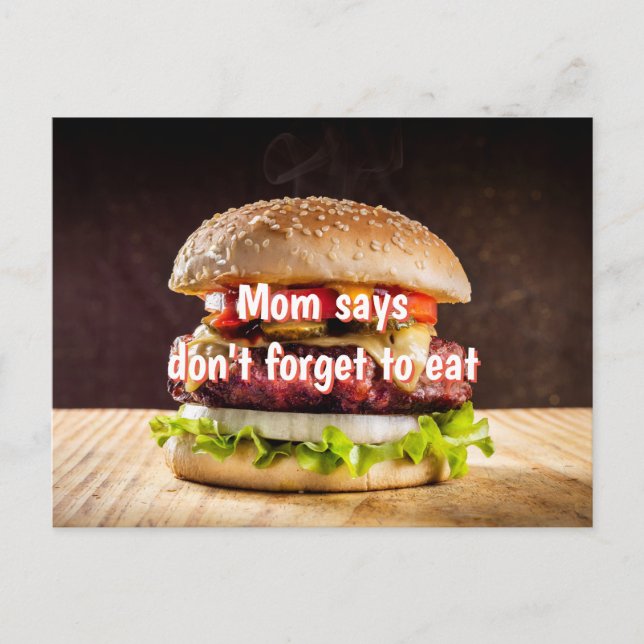 Carte Postale Maman dit de ne pas oublier de manger (Devant)