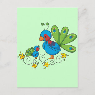 Carte Postale Maman et bébé Peacock