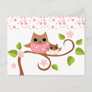 Carte Postale Maman et Chouettes pour bébés