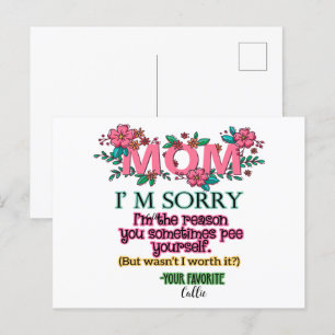 Carte Postale Maman, je suis désolé, je suis la raison pour laqu