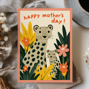 Carte Postale Maman Léopard avec Jour de la Fête des Mères Flora