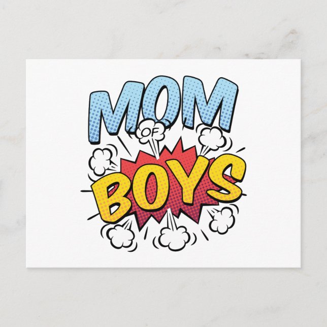 Carte Postale Maman of Boys Fête des Mères Bande dessinée Style  (Devant)