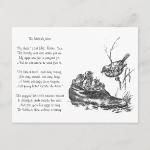 Carte Postale Maman Robin et ses bébés dans une chaussure