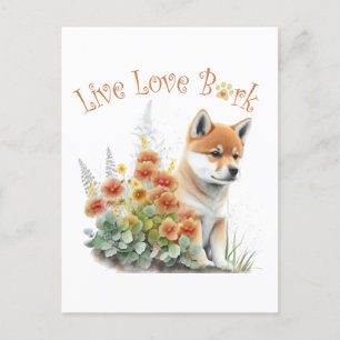 Carte Postale Maman Shiba Inu Floral