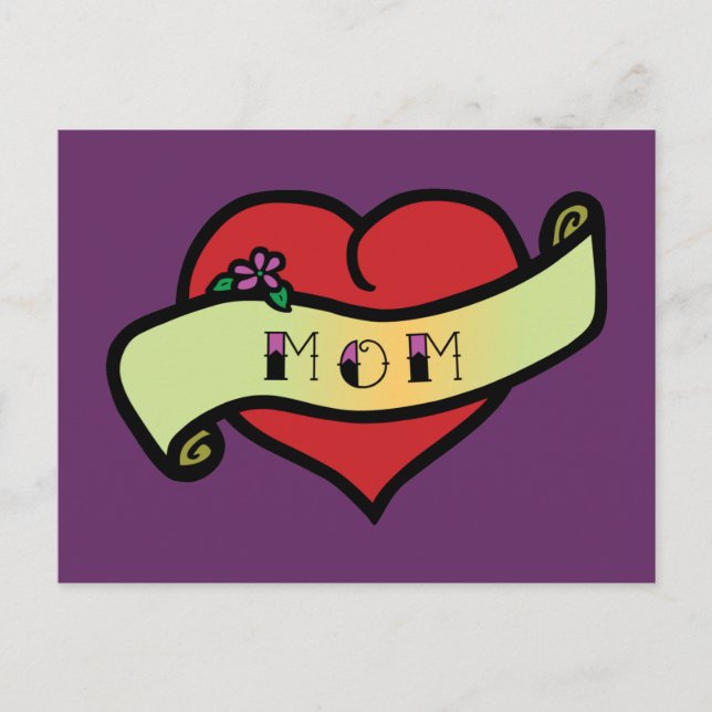Carte Postale Maman Tattoo Heart (Devant)