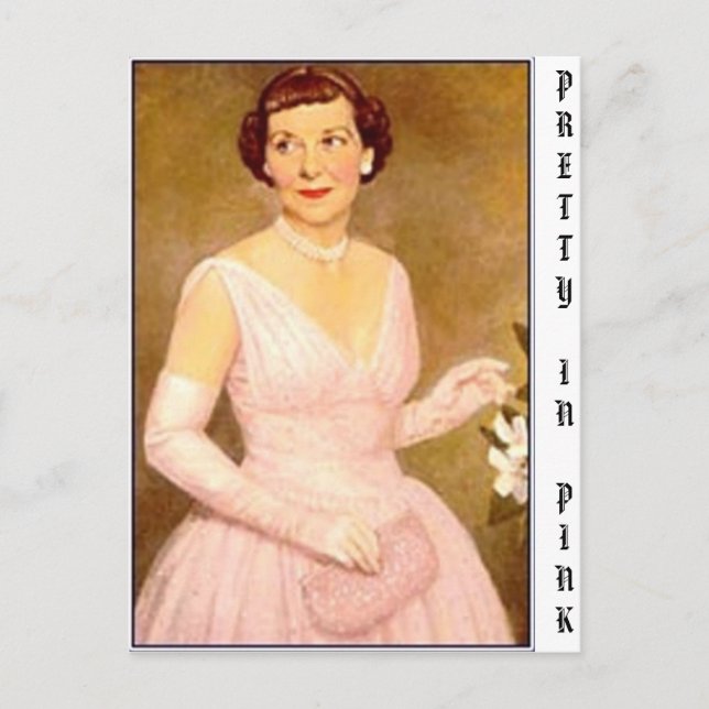 Carte Postale mamie eisenhower, JOLIE EN ROSE (Devant)