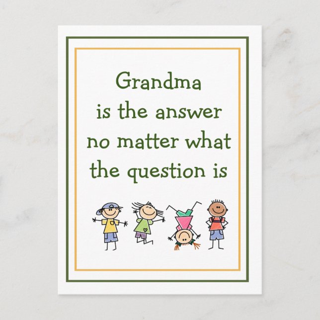 Carte Postale Mamie est la réponse Citation amusante pour enfant (Devant)