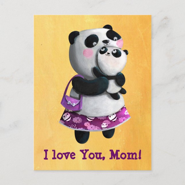 Carte Postale Mamma Panda avec son enfant (Devant)
