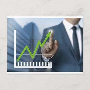 Carte Postale Man showing stock price touchscreen concept