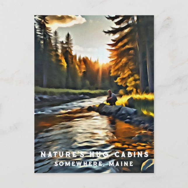 Carte Postale *~* Man Sun Fishing Stream AP49 River Maine (Devant)
