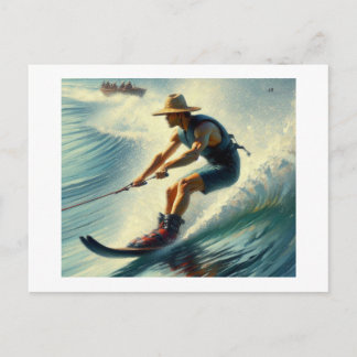 Carte Postale Man Water Skiing in Style, 