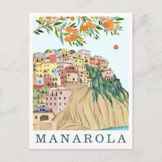 Carte Postale Manarola Cinque Terre Italy Travel Illustration