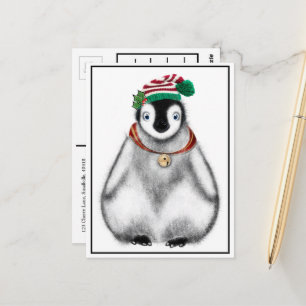 Carte Postale Manchot de vacances de Noël grelots