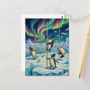 Carte Postale Manchots drôles de danse fantaisiste Pôle Nord