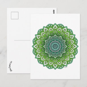 Carte Postale Mandala à fleurs vertes
