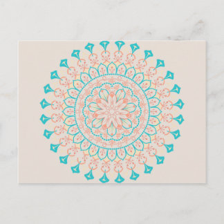 Carte Postale Mandala abstrait de couleurs en pastel